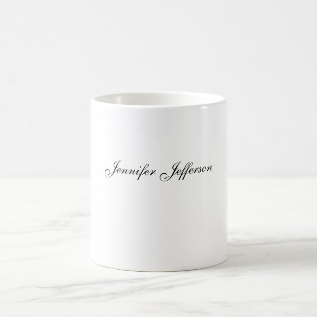 Elegant Modern Handwriting Plain Professional Coffee Mug (Center)