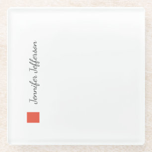 Elegant Modern Handwriting Plain Professional Glass Coaster
