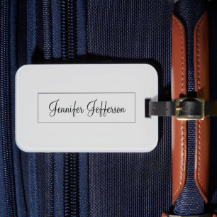 Elegant Modern Handwriting Plain Professional Grey Luggage Tag