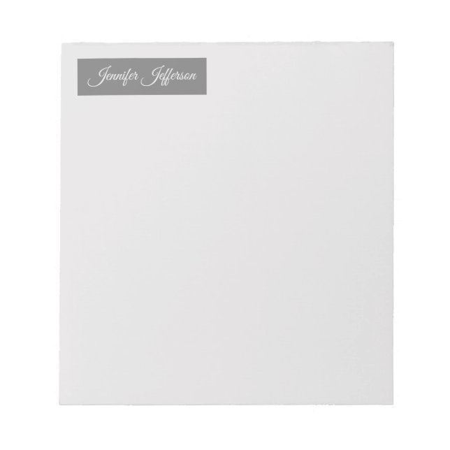 Elegant Modern Handwriting Plain Professional Grey Notepad (Front)