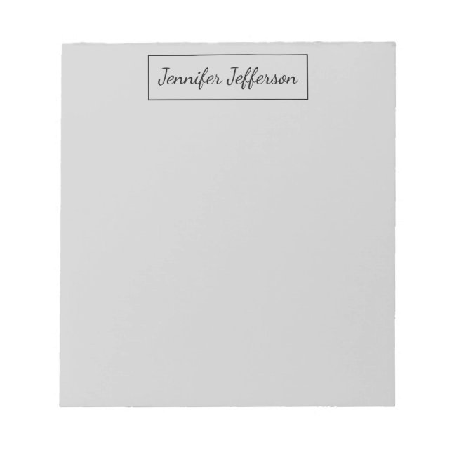 Elegant Modern Handwriting Plain Professional Grey Notepad (Front)