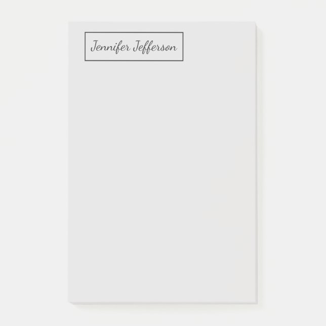 Elegant Modern Handwriting Plain Professional Grey Post-it Notes (Front)