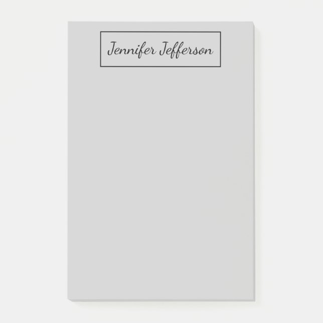 Elegant Modern Handwriting Plain Professional Grey Post-it Notes (Front)