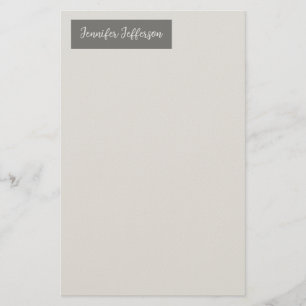 Elegant Modern Handwriting Plain Professional Grey Stationery