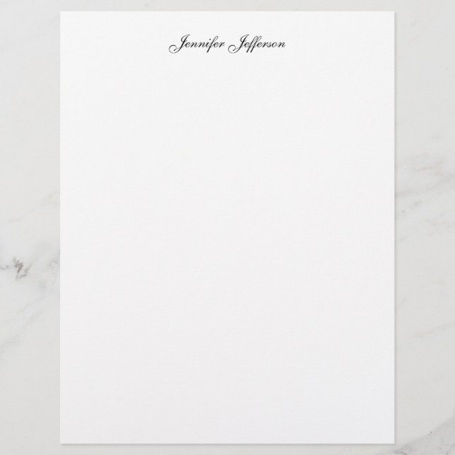 Elegant Modern Handwriting Plain Professional Name Custom Letterhead (Front)