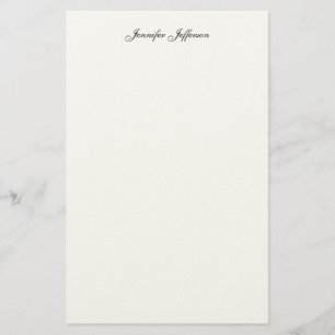 Elegant Modern Handwriting Plain Professional Name Stationery