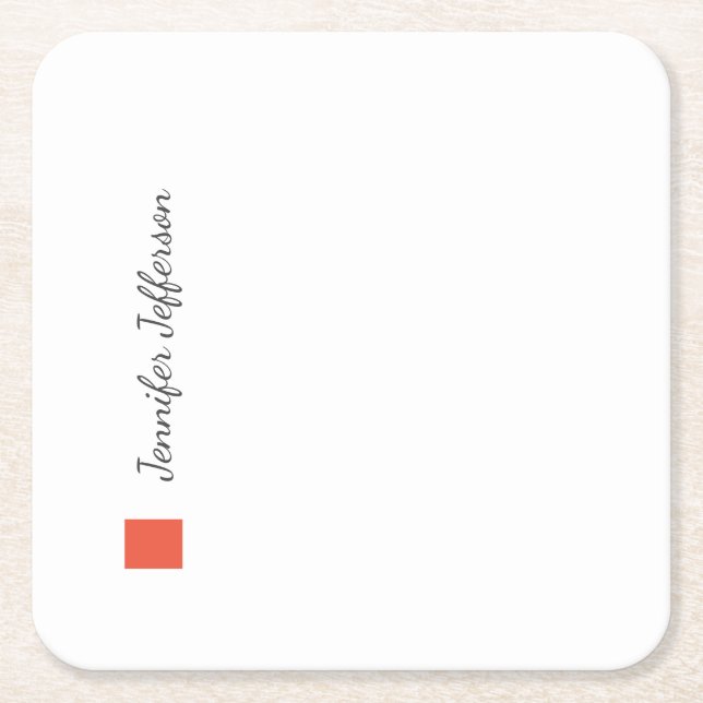 Elegant Modern Handwriting Plain Professional Square Paper Coaster (Front)