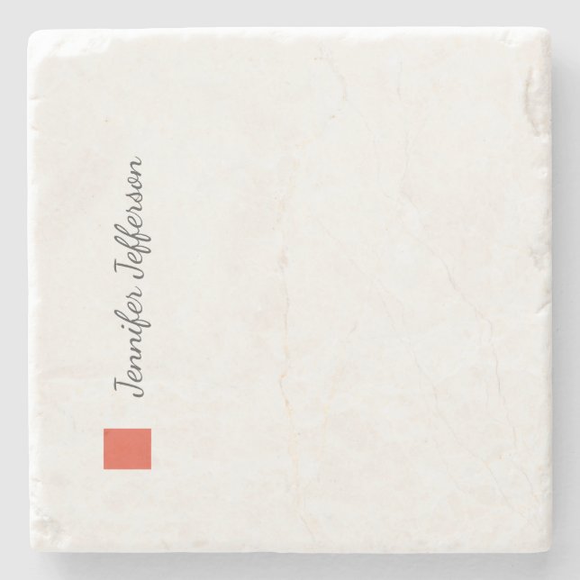 Elegant Modern Handwriting Plain Professional Stone Coaster (Front)