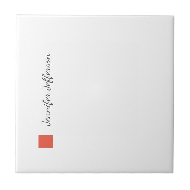 Elegant Modern Handwriting Plain Professional Tile (Front)
