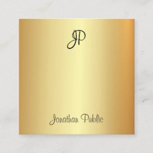 Elegant Modern Handwritten Monogram Gold Template Square Business Card
