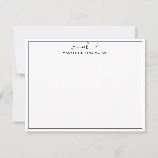 Elegant Modern Handwritten Monogram Name Card (Front)