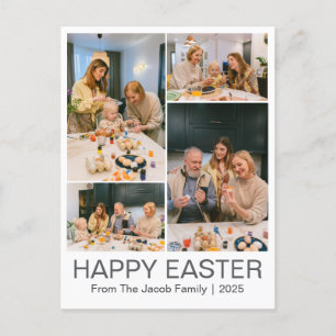Elegant Modern Happy Easter family Four photo Holiday Postcard