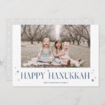 Elegant Modern Happy Hanukkah Photo Holiday Card<br><div class="desc">Send Hanukkah wishes to your family and friends with this minimalistic photo card. One photo on the front and star pattern on the back,  are accompanied by elegant typography and star motif. The modern and minimalist style will truly let your family photos shine.</div>