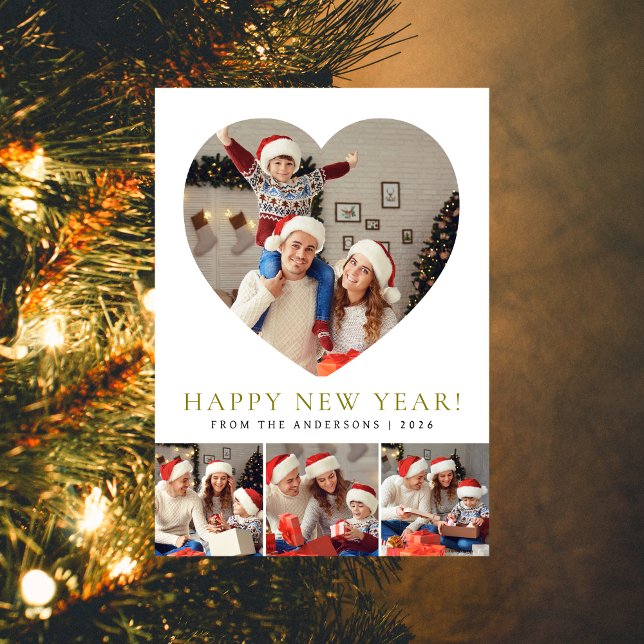 Elegant Modern Happy New Year 2026 Family Photo Holiday Card (Creator Uploaded)
