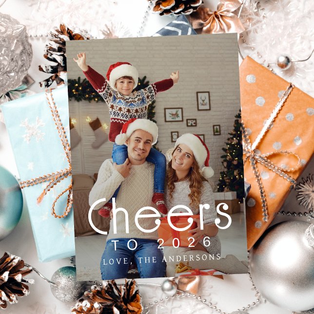 Elegant Modern Happy New Year 2026 Family Photo Holiday Card (Creator Uploaded)