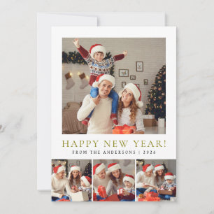 Elegant Modern Happy New Year 2026 Family Photo Holiday Card