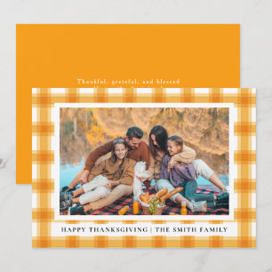 Elegant Modern Happy Thanksgiving Autumn Photo Holiday Card