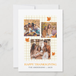 Elegant Modern Happy Thanksgiving Autumn Photo Holiday Card