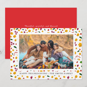 Elegant Modern Happy Thanksgiving Autumn Photo Holiday Card