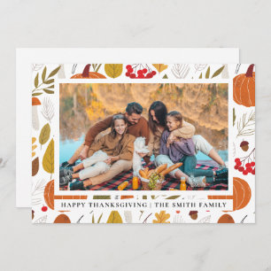 Elegant Modern Happy Thanksgiving Autumn Photo Holiday Card