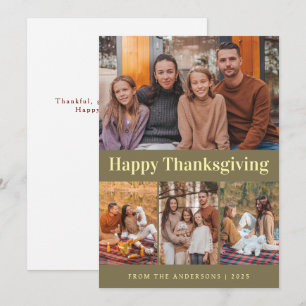 Elegant Modern Happy Thanksgiving Autumn Photo Holiday Card