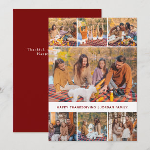 Elegant Modern Happy Thanksgiving Autumn Photo Holiday Card
