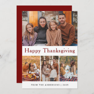Elegant Modern Happy Thanksgiving Autumn Photo Holiday Card
