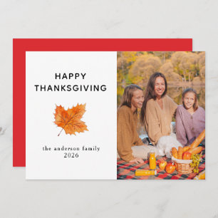Elegant Modern Happy Thanksgiving Autumn Photo Holiday Card