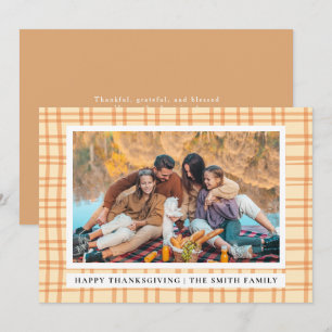 Elegant Modern Happy Thanksgiving Autumn Photo Holiday Card