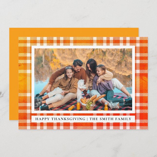 Elegant Modern Happy Thanksgiving Autumn Photo Holiday Card (Front/Back)