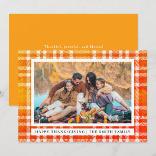 Elegant Modern Happy Thanksgiving Autumn Photo Holiday Card