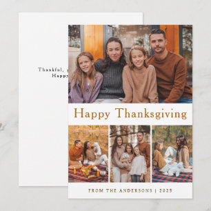 Elegant Modern Happy Thanksgiving Autumn Photo Holiday Card