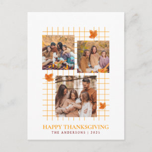 Elegant Modern Happy Thanksgiving Autumn Photo Holiday Postcard