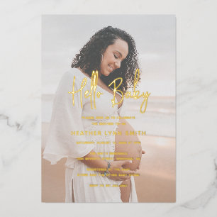 Elegant Modern Hello Baby Photo Baby Shower Gold