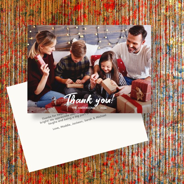 Elegant Modern Holiday Photo Thank You Card (Creator Uploaded)