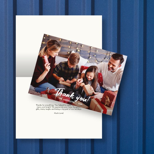 Elegant Modern Holiday Photo Thank You Card (Creator Uploaded)
