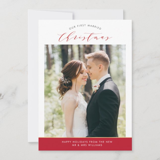 elegant modern holiday wedding announcement (Front)