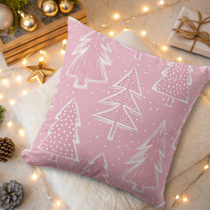elegant modern holidays trees pink  cushion