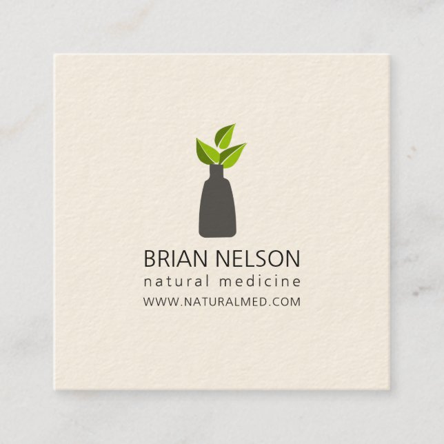 Elegant Modern Holistic  Medicine Minimalist Square Business Card (Front)