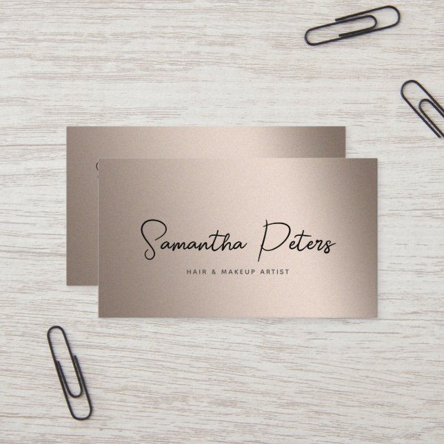 Elegant Modern Holographic Calligraphy Stylist Business Card (Front/Back In Situ)
