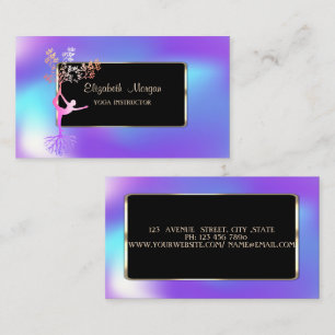 Elegant Modern Holographic Girl Tree Silouette Business Card