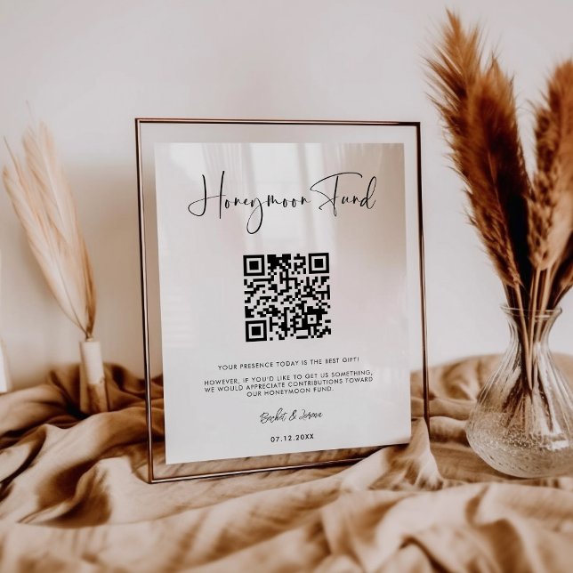 Elegant & Modern Honeymoon fund QR code Poster (Creator Uploaded)