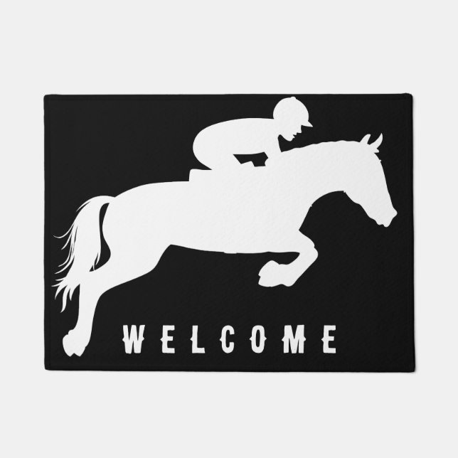 Elegant Modern horse equestrian show jumper  Doormat (Front)