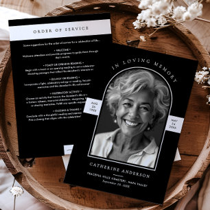 Elegant Modern In Loving Memory Arch Photo Funeral Programme