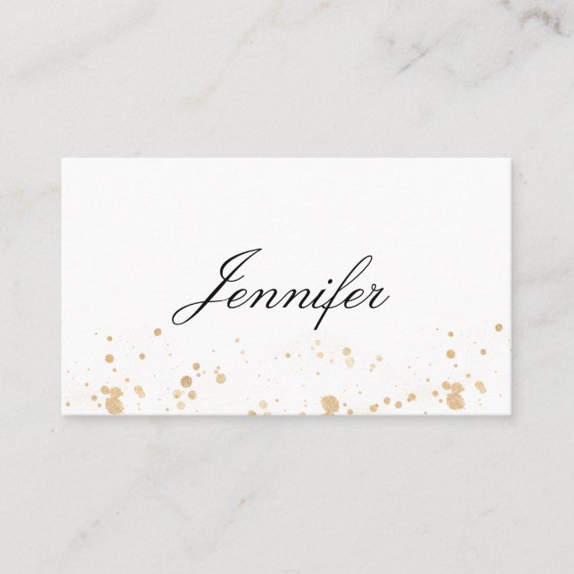 Elegant Modern in White Gold Splash Place Card (Front)