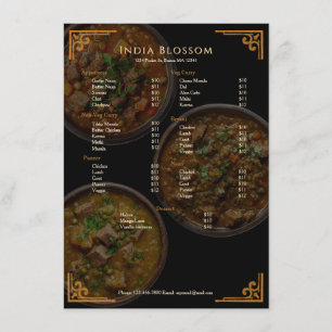 Elegant Modern Indian Restaurant Flat Menu