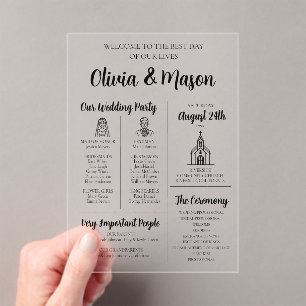 Elegant Modern Infographic Acrylic Wedding Program