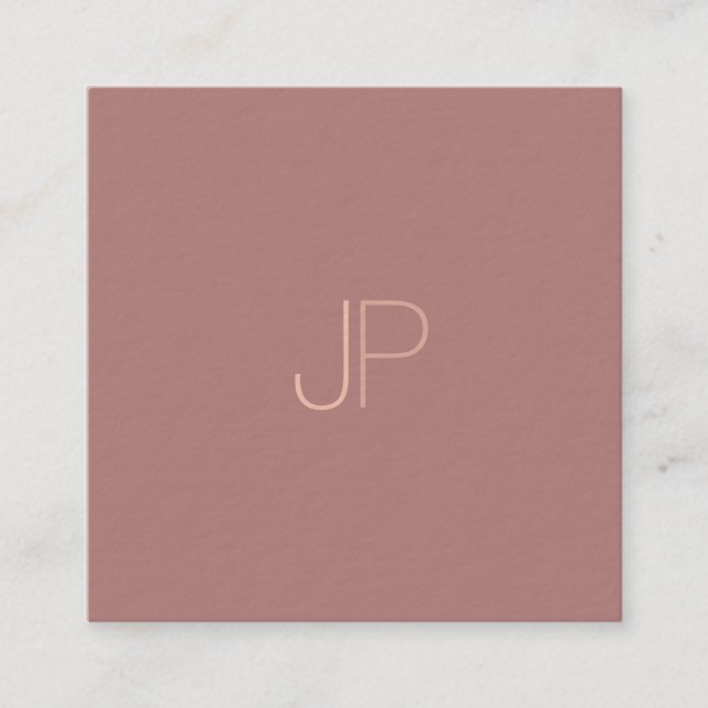 Elegant Modern Initial Letter Monogram Plain Luxe Square Business Card (Front)