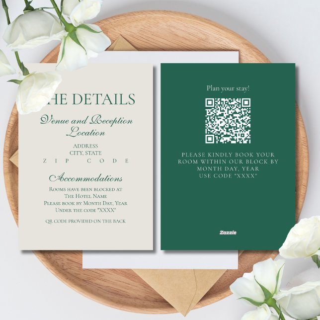 Elegant Modern Invitation Insert Wedding Details (Modern Elegant Sage Green Wedding Suite Theme with options to personalize for your special day.)