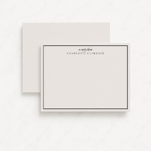 Elegant Modern Ivory and Black Border Note Card
